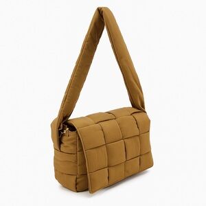 Alex Max Beige Woven Quilted Shoulder Bag | Designed in Italy
